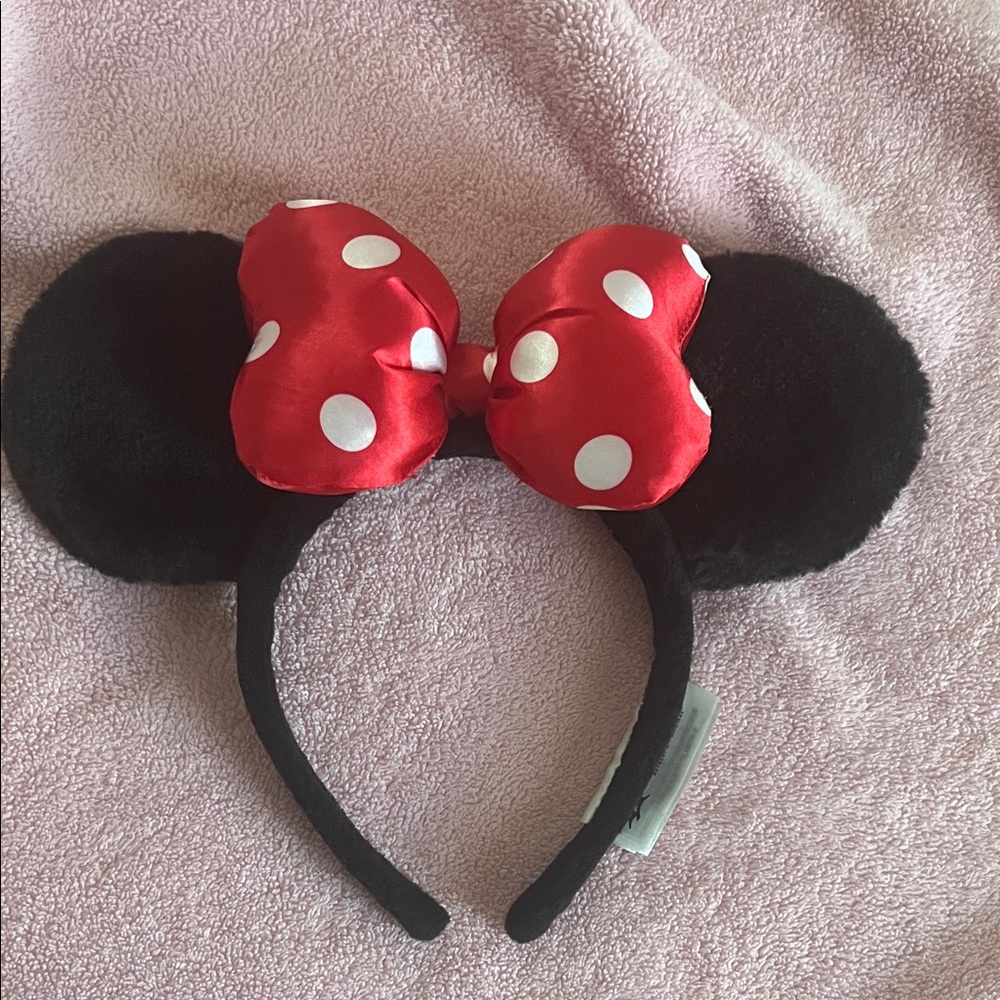 Red & White Bow Minnie Mouse Ears Headband